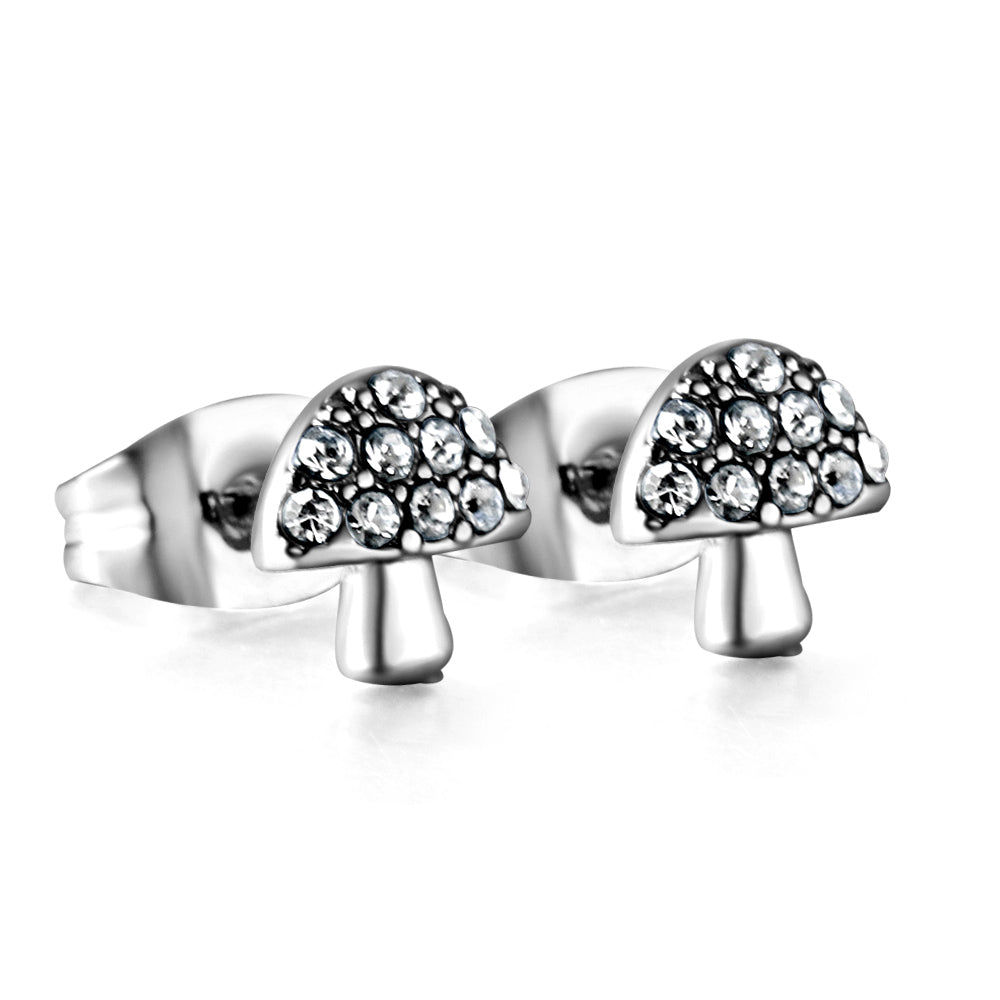 Bulk 18K Gold Diamond Mushroom Earrings Enchanted Design