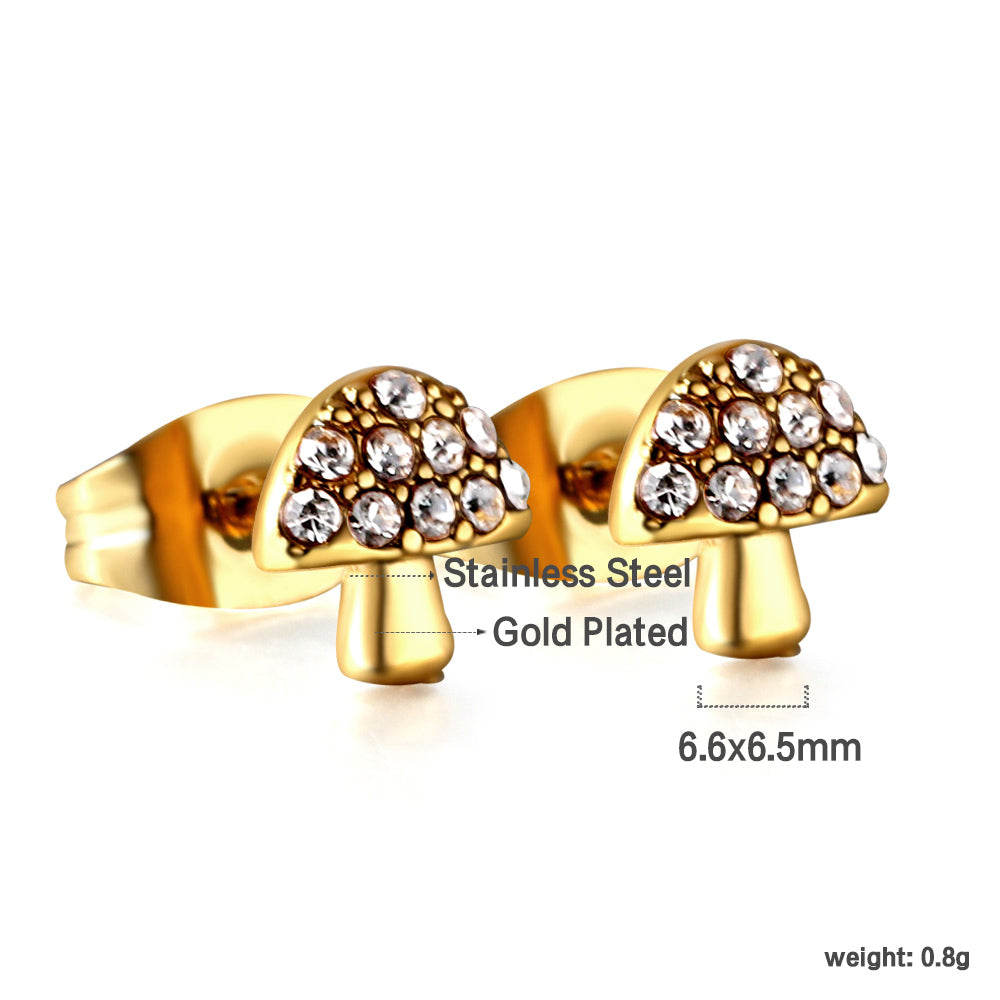 Bulk 18K Gold Diamond Mushroom Earrings Enchanted Design