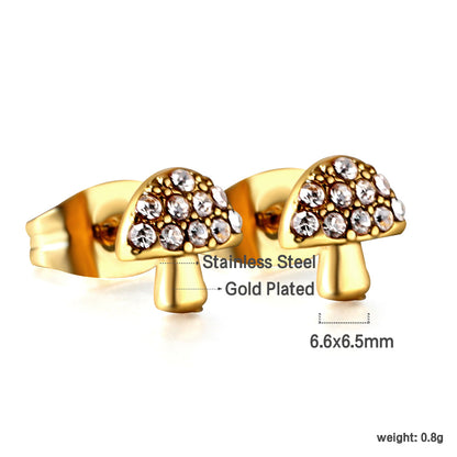 Bulk 18K Gold Diamond Mushroom Earrings Enchanted Design