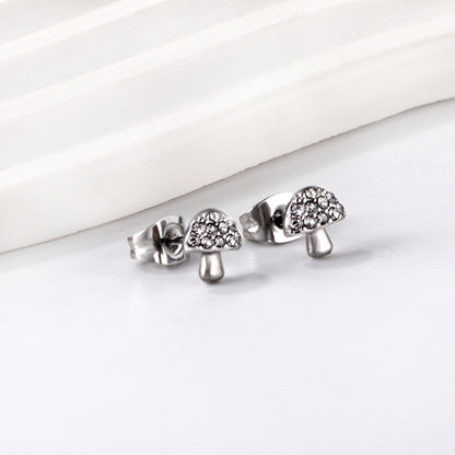 Bulk 18K Gold Diamond Mushroom Earrings Enchanted Design