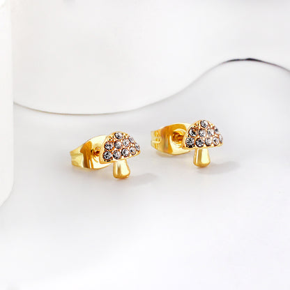 Bulk 18K Gold Diamond Mushroom Earrings Enchanted Design