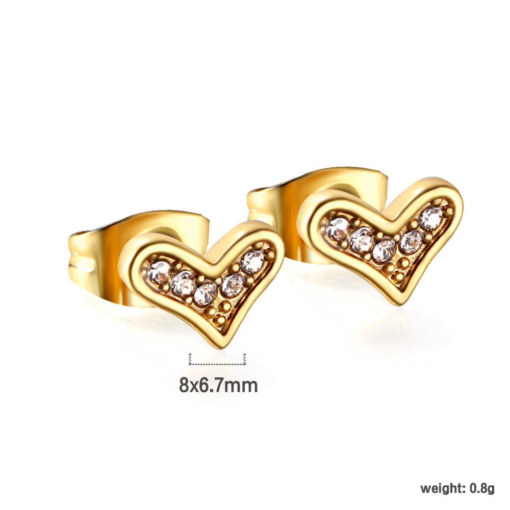 Wholesale Stainless Steel Crooked Heart Cut Earrings
