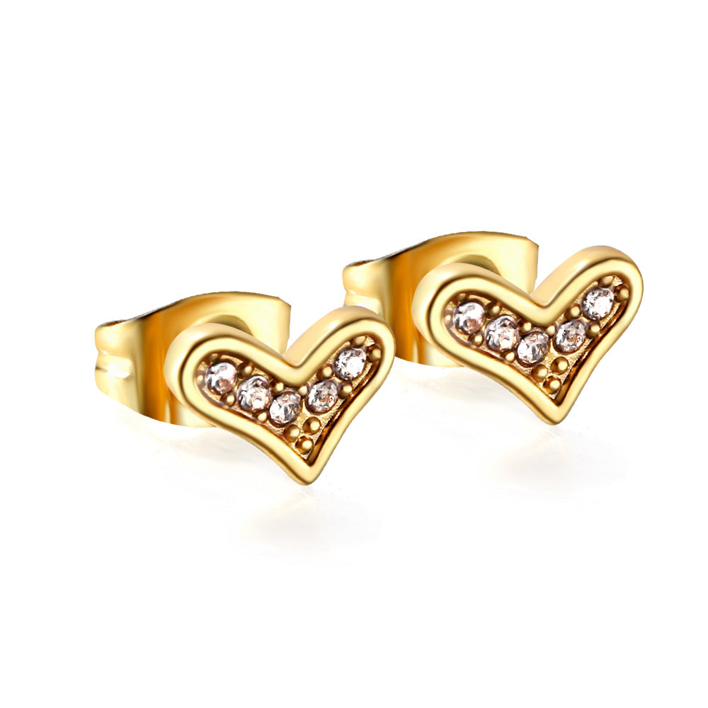 Wholesale Stainless Steel Crooked Heart Cut Earrings