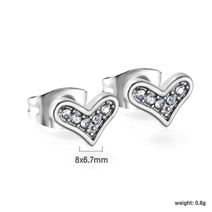 Wholesale Stainless Steel Crooked Heart Cut Earrings
