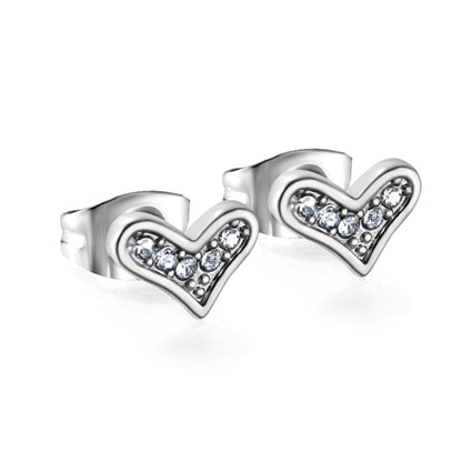 Wholesale Stainless Steel Crooked Heart Cut Earrings