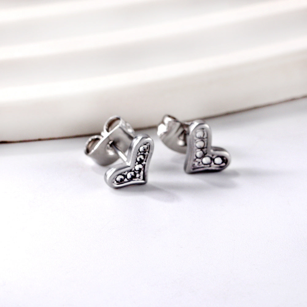 Wholesale Stainless Steel Crooked Heart Cut Earrings