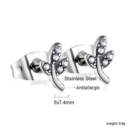 Wholesale 18K Gold Diamond Leaf Earrings Nature Design