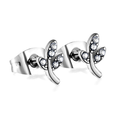 Wholesale 18K Gold Diamond Leaf Earrings Nature Design