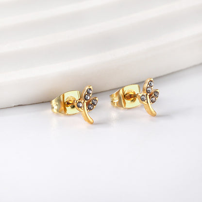 Wholesale 18K Gold Diamond Leaf Earrings Nature Design