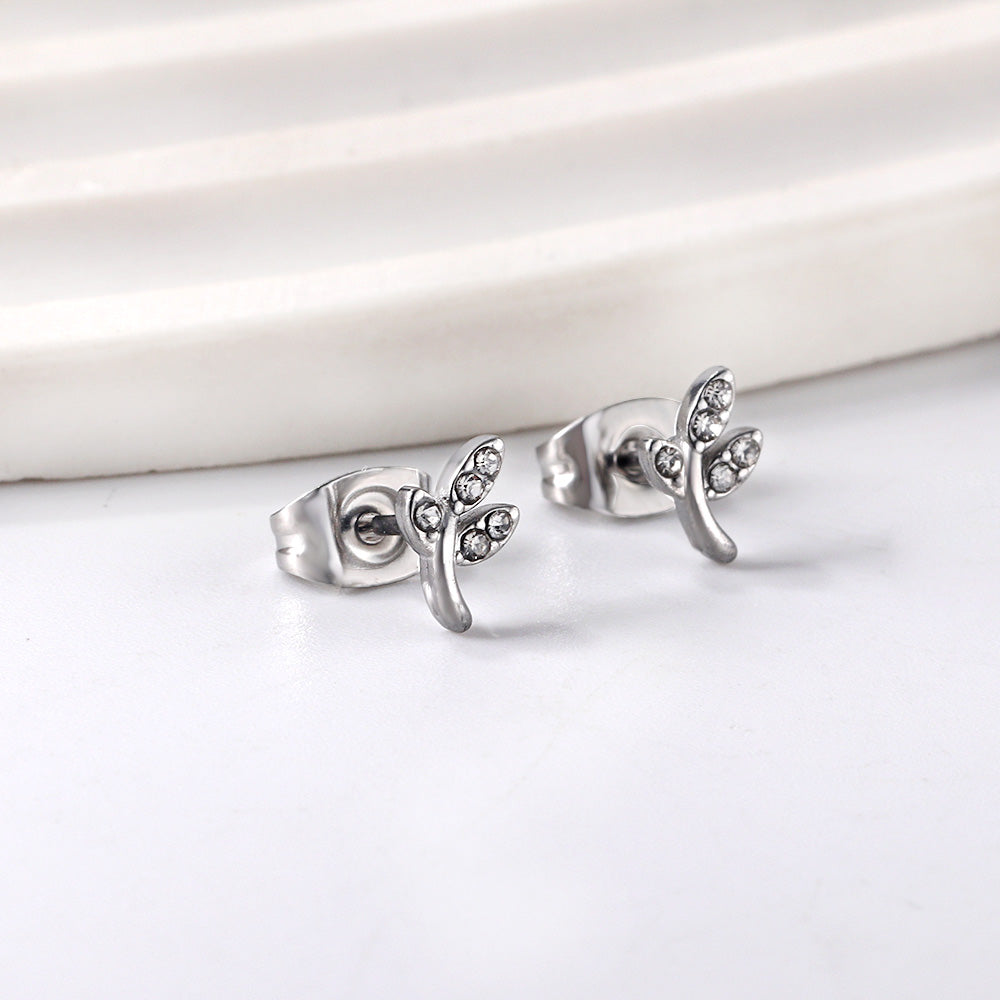 Wholesale 18K Gold Diamond Leaf Earrings Nature Design