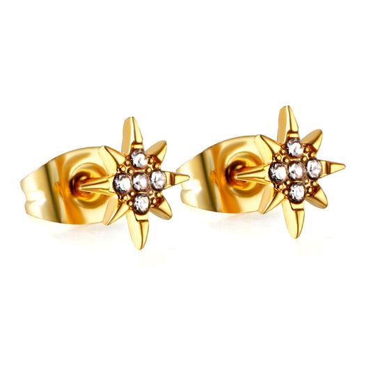 Wholesale 18K Gold Full Stone Leaf Earrings Luxurious Design
