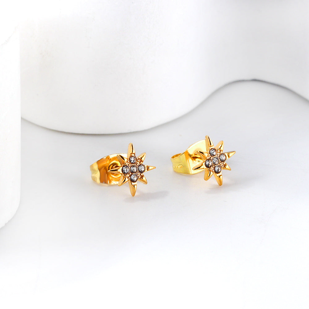 Wholesale 18K Gold Full Stone Leaf Earrings Luxurious Design