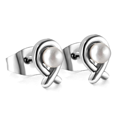 Wholesale Stainless Steel Fish Cut Earrings with White Pearls