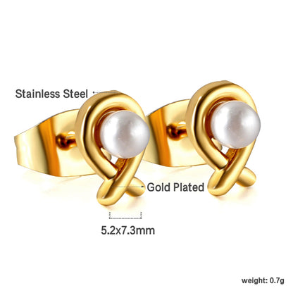 Wholesale Stainless Steel Fish Cut Earrings with White Pearls