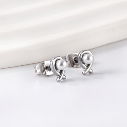 Wholesale Stainless Steel Fish Cut Earrings with White Pearls
