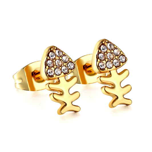 Custom 18K Gold Diamond Plant Earrings Unique Design