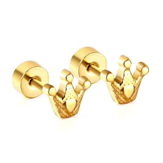 Wholesale 18K Gold Crown Stud Earrings Exquisite Craftsmanship