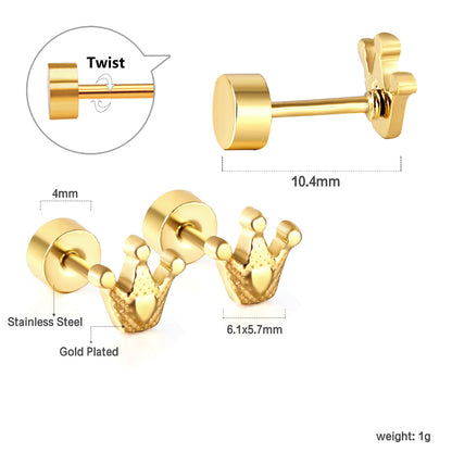Wholesale 18K Gold Crown Stud Earrings Exquisite Craftsmanship