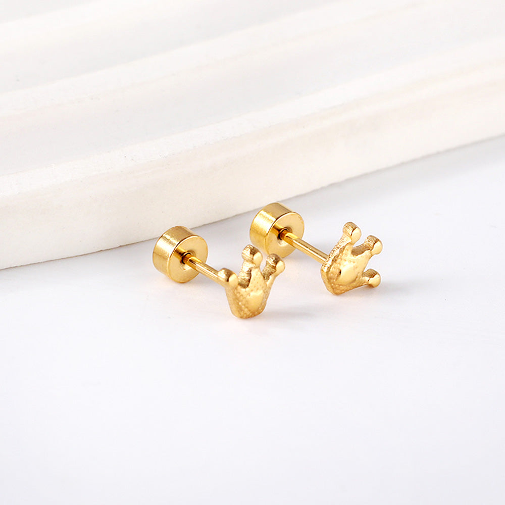 Wholesale 18K Gold Crown Stud Earrings Exquisite Craftsmanship