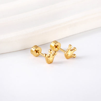 Wholesale 18K Gold Crown Stud Earrings Exquisite Craftsmanship