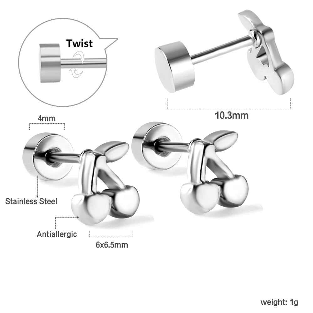 Wholesale 18K Gold Cherry Stud Earrings Sweet Design