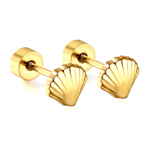 Wholesale 18K Gold Shell Stud Earrings Simple Elegance