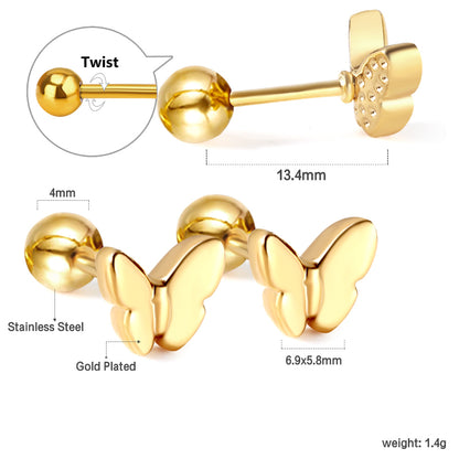 Wholesale 18K Gold Butterfly Stud Earrings Graceful Design