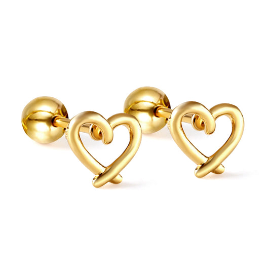 Wholesale 18K Gold Heart Hollow Stud Earrings Elegant Style