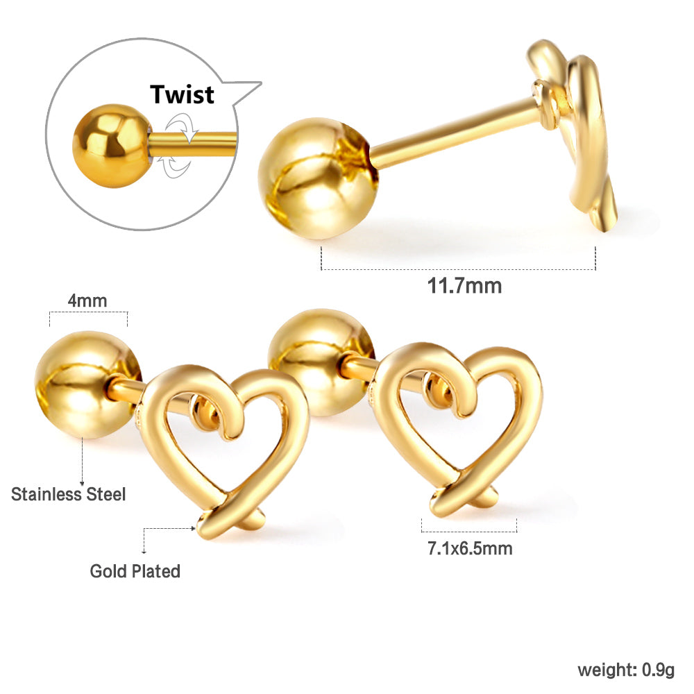 Wholesale 18K Gold Heart Hollow Stud Earrings Elegant Style