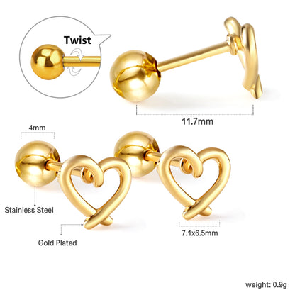 Wholesale 18K Gold Heart Hollow Stud Earrings Elegant Style