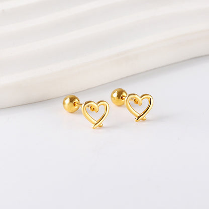 Wholesale 18K Gold Heart Hollow Stud Earrings Elegant Style