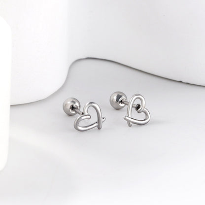 Wholesale 18K Gold Heart Hollow Stud Earrings Elegant Style