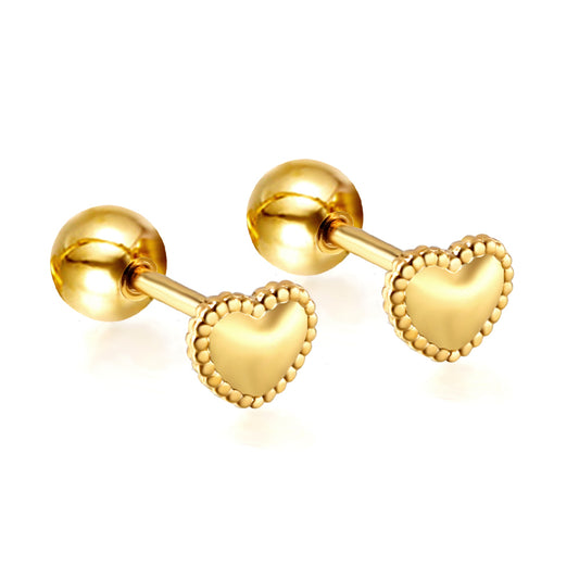 Wholesale 18K Gold Heart Pattern Stud Earrings Romantic Design