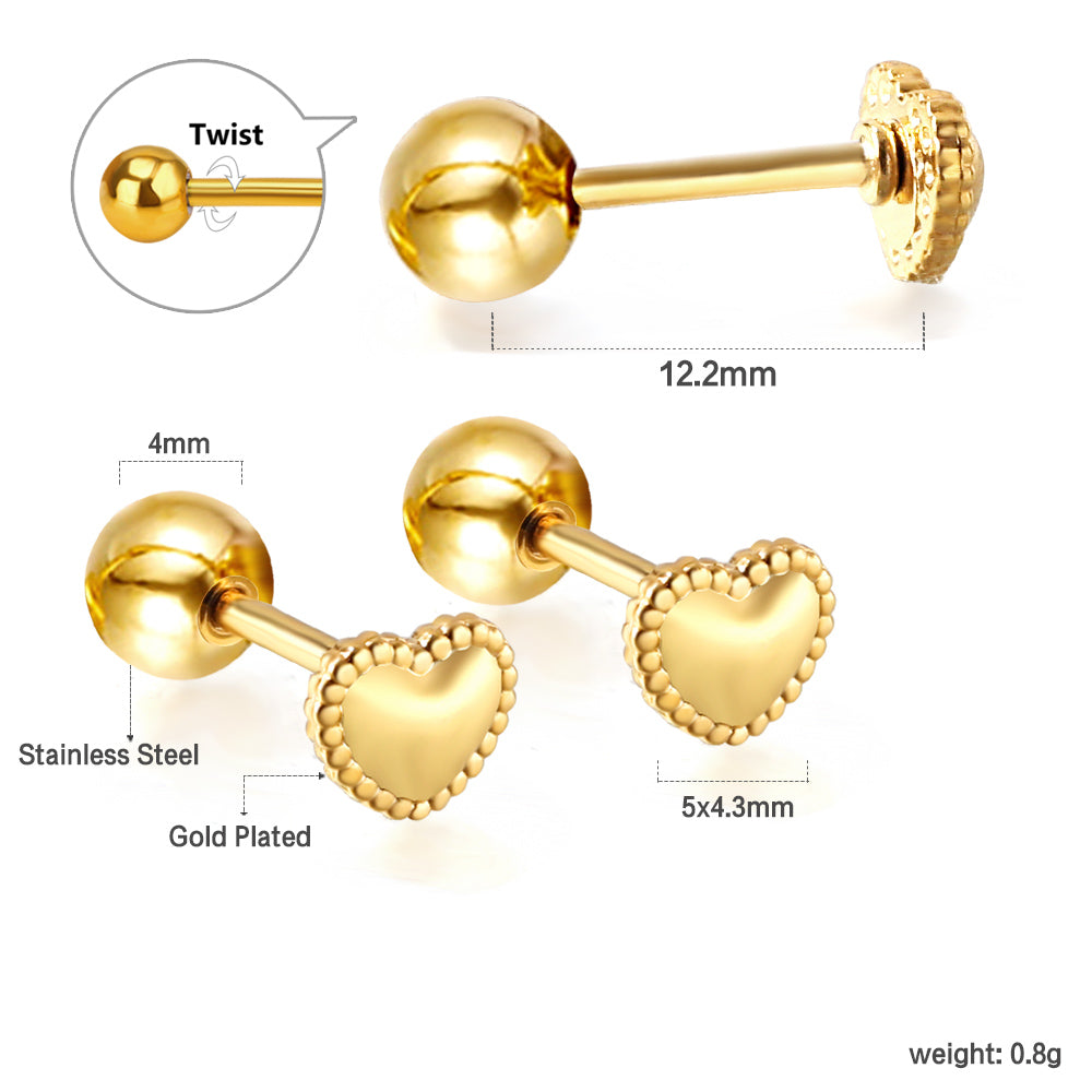 Wholesale 18K Gold Heart Pattern Stud Earrings Romantic Design