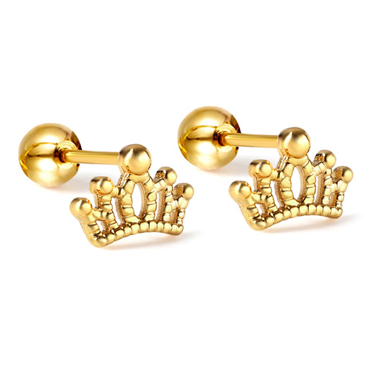 Wholesale 18K Gold Crown Stud Earrings Noble Style