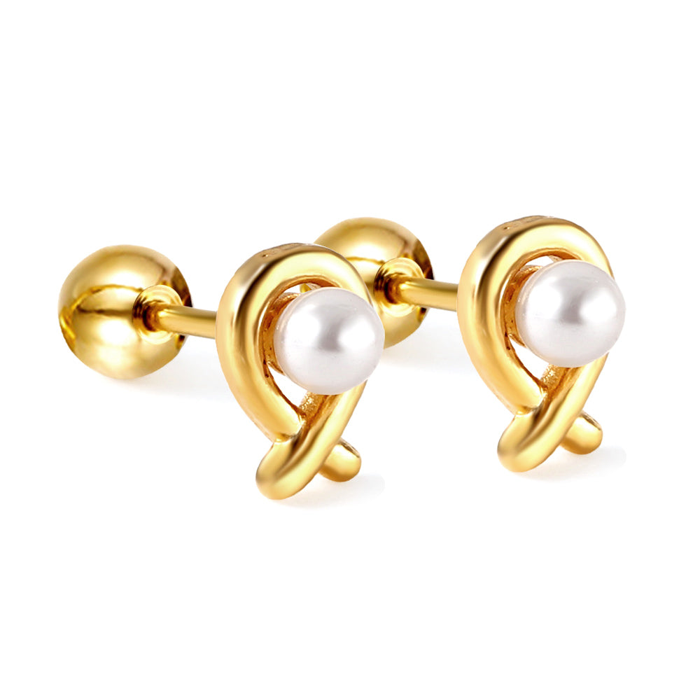 Wholesale 18K Gold Pearl Stud Earrings Elegant Gentle