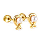 Wholesale 18K Gold Pearl Stud Earrings Elegant Gentle