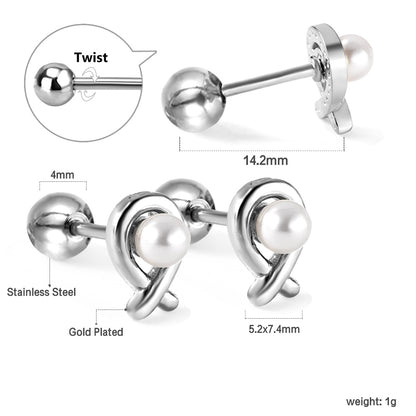 Wholesale 18K Gold Pearl Stud Earrings Elegant Gentle