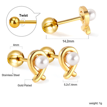 Wholesale 18K Gold Pearl Stud Earrings Elegant Gentle
