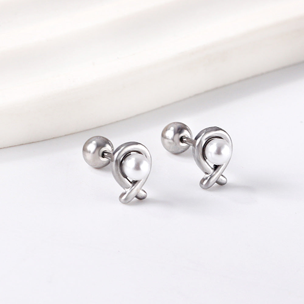 Wholesale 18K Gold Pearl Stud Earrings Elegant Gentle