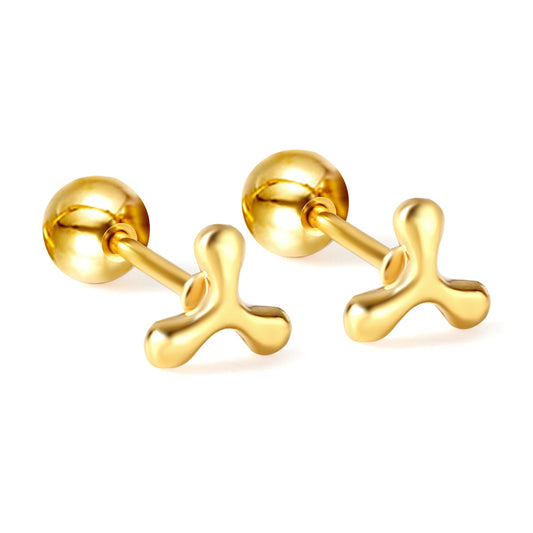 Wholesale 18K Gold Fork Shaped Stud Earrings Unique Style