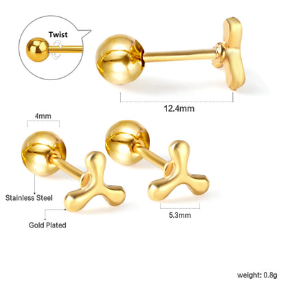 Wholesale 18K Gold Fork Shaped Stud Earrings Unique Style