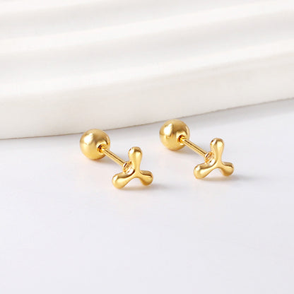Wholesale 18K Gold Fork Shaped Stud Earrings Unique Style