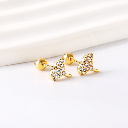 Wholesale 18K Gold Leaf Stud Earrings Sparkling Design