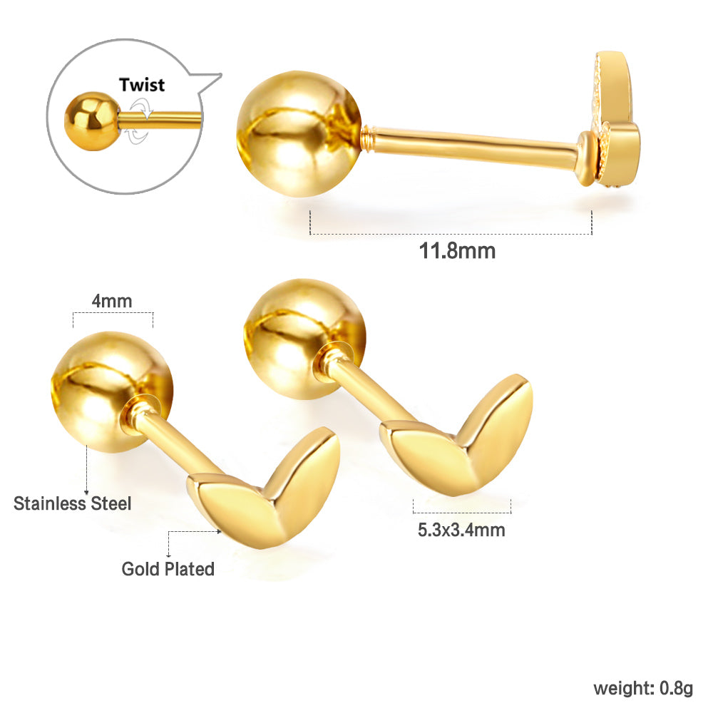 Wholesale 18K Gold Leaf Stud Earrings Natural Design