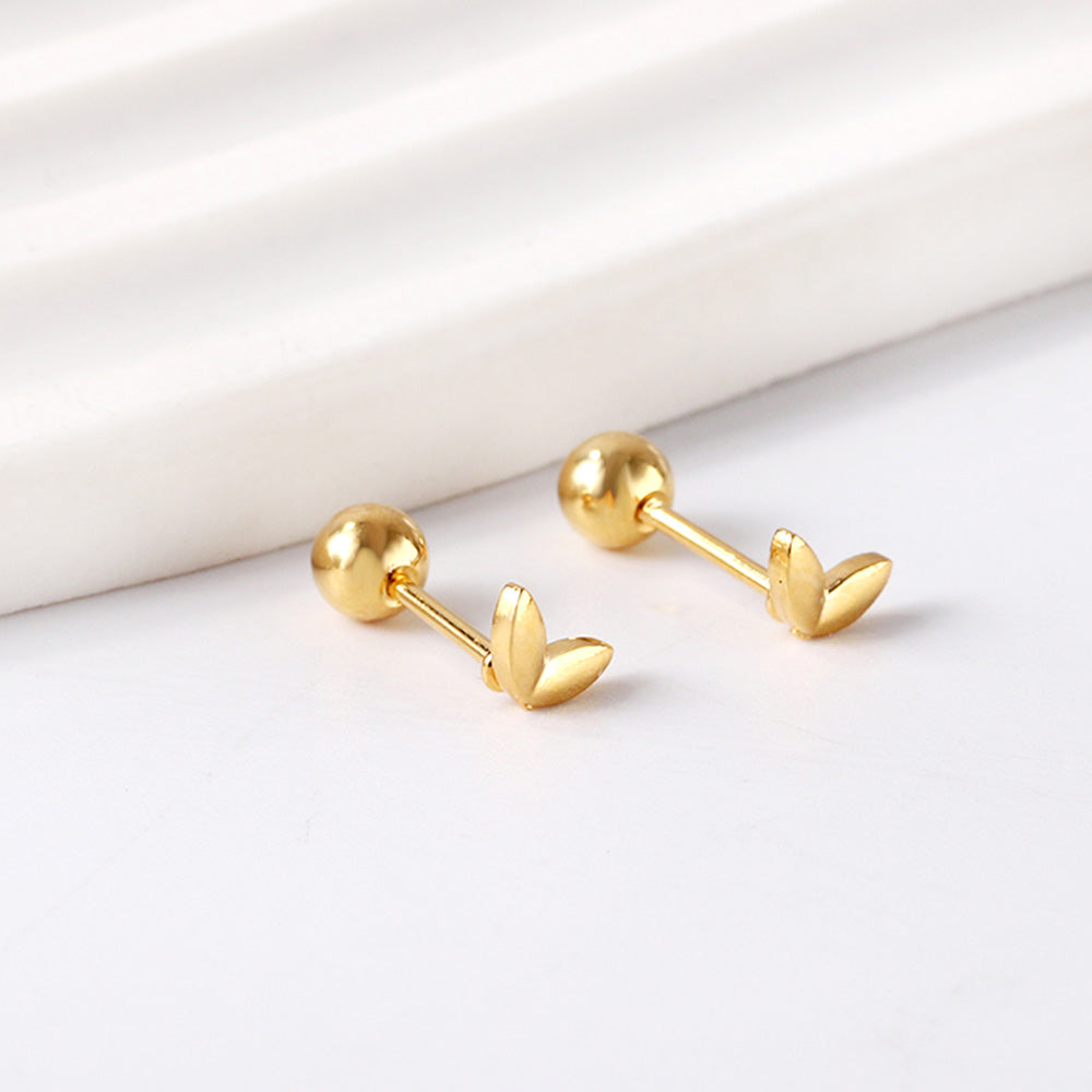 Wholesale 18K Gold Leaf Stud Earrings Natural Design