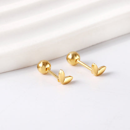 Wholesale 18K Gold Leaf Stud Earrings Natural Design