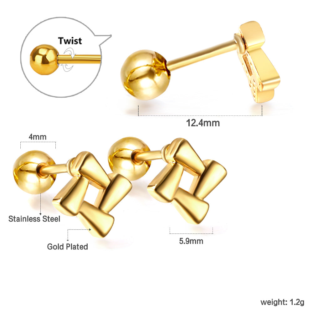 Wholesale 18K Gold Geometric Stud Earrings Modern Chic
