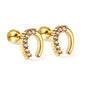 Wholesale 18K Gold Horseshoe Stud Earrings Vintage Sparkle