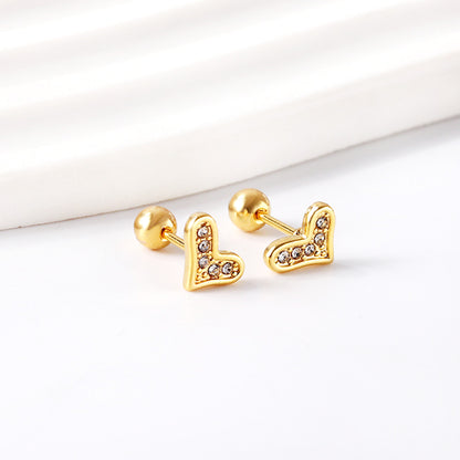 Wholesale 18K Gold Heart Stud Earrings Romantic Sparkle